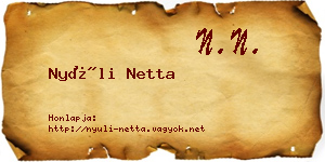 Nyúli Netta névjegykártya